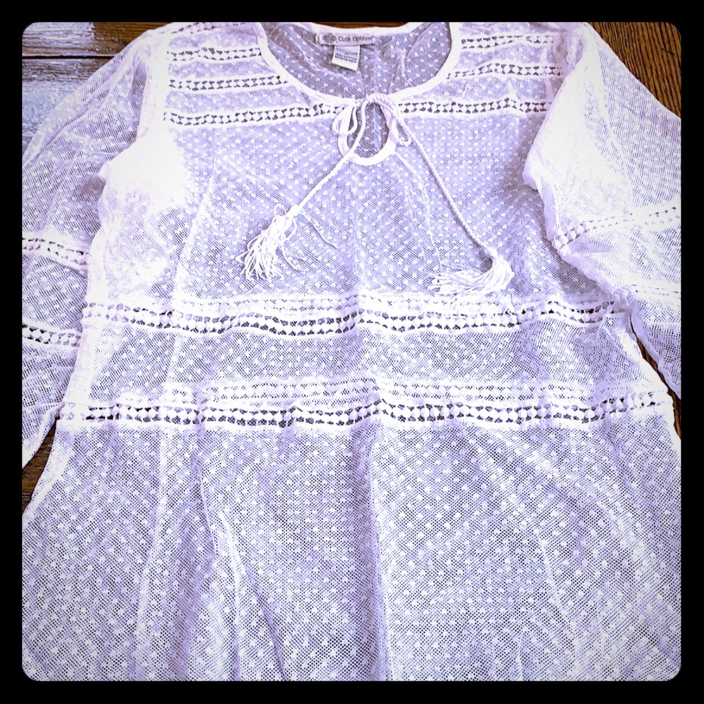 White, 100% Cttn crocheted cover up, Medium, NWOT